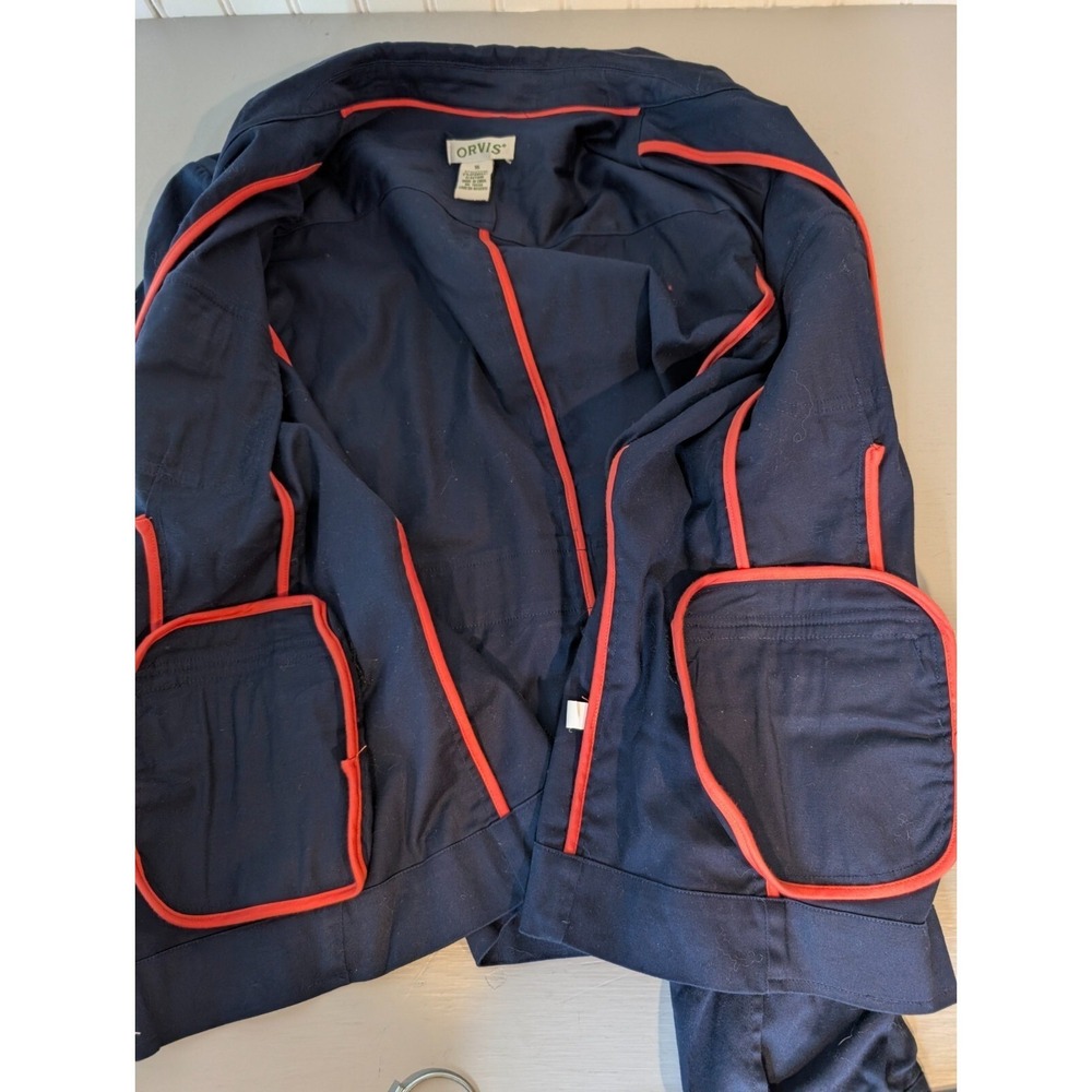 Orvis Barn Jacket Womens 16 Cotton Canvas Blue Chore Lined Utility Cabin Stretch - Picture 4 of 10